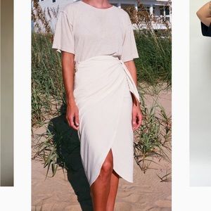 Na Nin Bobbie Raw Silk Wrap Midi Skirt